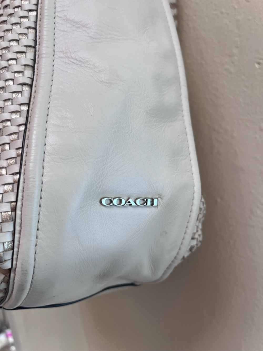 Coach Park Avery White Woven Hobo Shoulder Bag - Picture 10 of 12